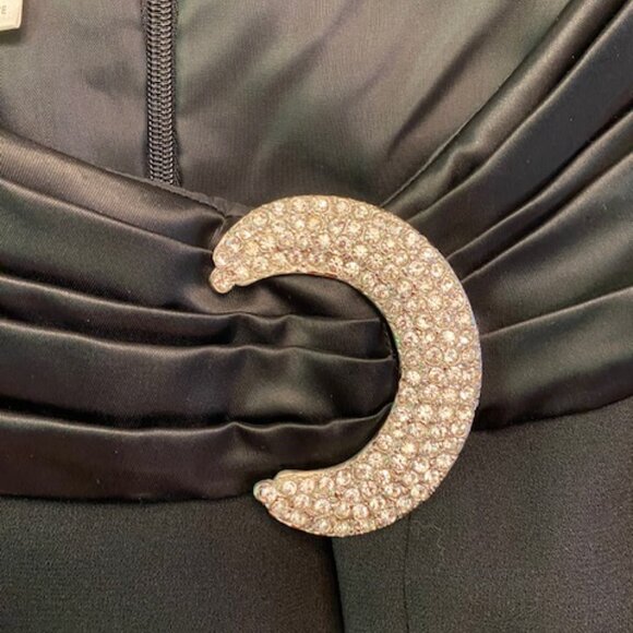 Saks Fifth Ave Vintage? Women’s  Warren Petites Black Crepe Satin Dress sz 6 - Picture 5 of 10